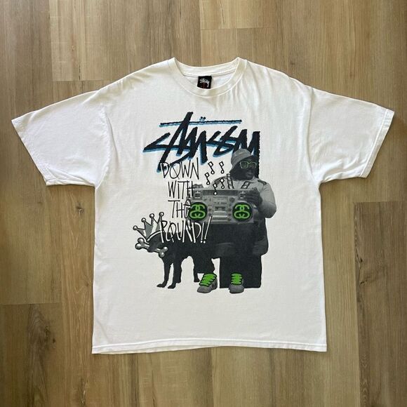 Stussy Other - Stussy Down With the Pound White Streetwear Short Sleeve Tee T-Shirt Men’s L